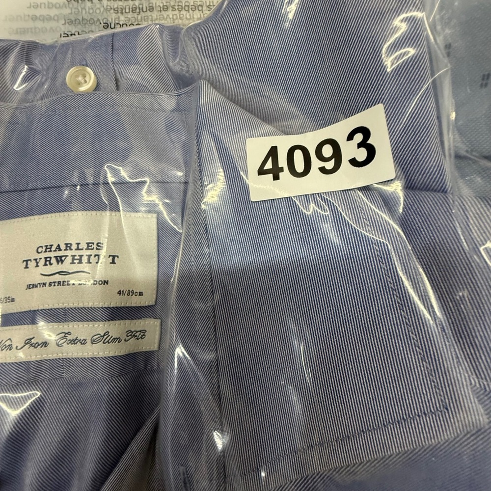 Charles Tyrwhitt Dress Shirt Mens 16/35 Blue Extra Slim Fit Non Iron Twill - Picture 8 of 8